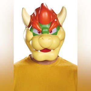 Disguise Bowser from Super Mario Bros Plastic Adult Face Mask Costume.